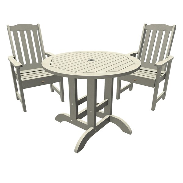 Highwood Usa Lehigh 3pc Round Outdoor Patio Furniture Dining Set AD-DNL36-HGR - main